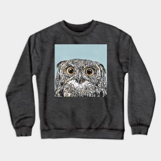 Little Owl Lino Print Design Crewneck Sweatshirt